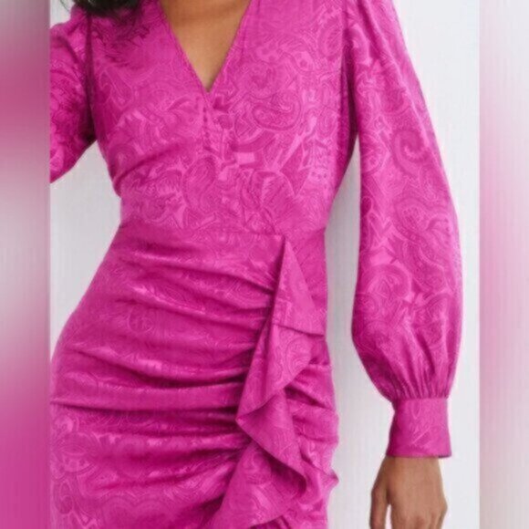 NWT Veronica Beard Weiss Side Ruffle Long Sleeve Silk Blend Dress - Picture 5 of 15